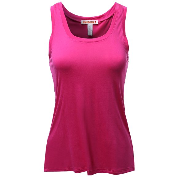 FashionOutfit Women's Basic Solid Jersey Open Tulip Back Tank Tops