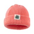 thumbnail image 2 of Holloyiver Kids Winter Knit Hat Warm Fleece Lined Hats Solid Color Dome Cartoon Label Pullover Warm Knitted Hat Children Cute Hat (0-3Years) Orange, 2 of 4