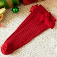 thumbnail image 3 of Xfvqtps Children Christmas Knee High Socks Various Bow Christmas Decorations Knitting Elastic Soft Comfortable Warm Winter Socks for 3-12 Years Red-01, 3 of 5