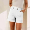 thumbnail image 5 of BOBOGOJP Women's Pull-On Denim Shorts, 5" Inseam (White,L), 5 of 5