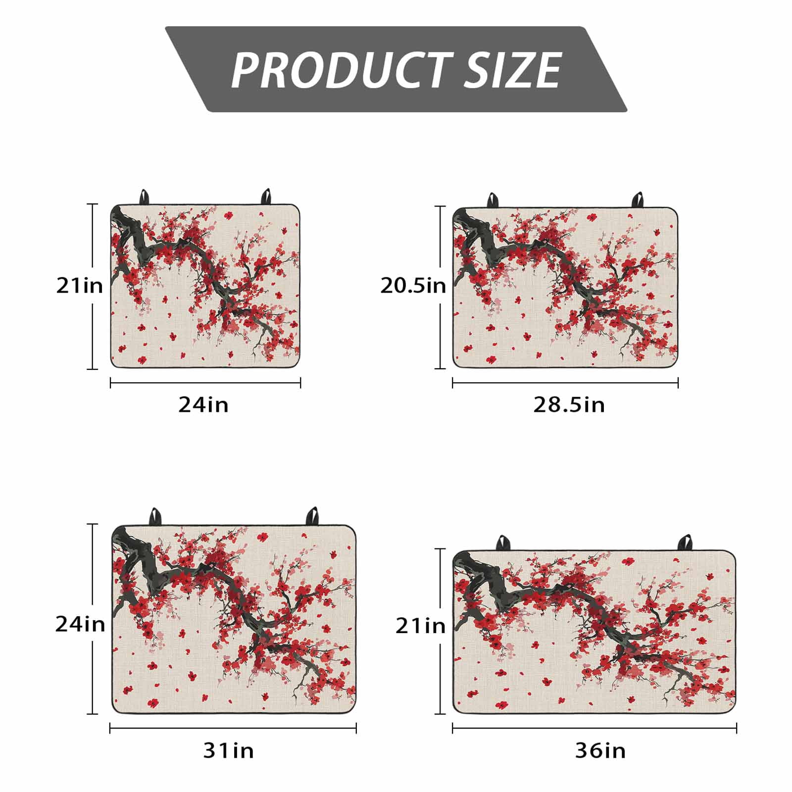 Red Flowers Stove Top Cover for Electric Stove, Heat-proof & Non Slip Glass Top Stove Cover Protector, Vintage Chinese Painting Plum Branches Kitchen Flat Cooktop Rubber Mat 24x21 Inches
