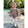 thumbnail image 6 of RUINIXCW Newborn Baby Girl Spring Fall Winter Outfit Plaid Gingham Bubble Romper Infant Girl Clothes Long Sleeve Square Neck Sweet Bodysuit Playsuit, 6 of 10