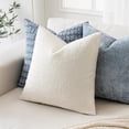 thumbnail image 3 of 26x26 Inch Decorative Euro Sham Pillow Covers for Bed Set of 2 Textured Boucle Neutral Throw Pillow Covers Cream White Accent Solid Vintage Pillowcases Sofa Living Room Home Decor, 3 of 8