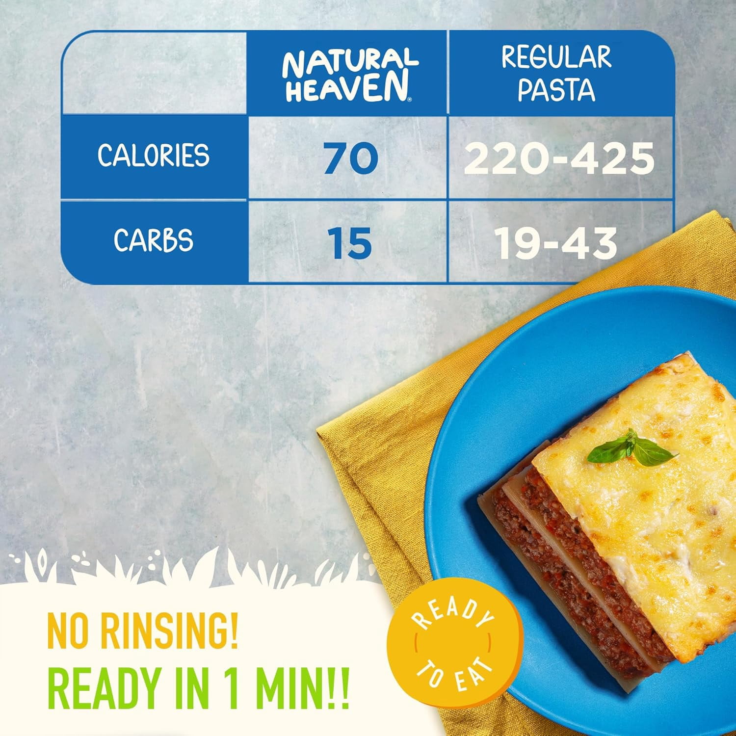 Natural Heaven Pasta Variety Pack, Natural Heaven Keto Pasta, Healthy Noodle Spaghetti, Angel Hair & Lasagna (6 Pack, 9 oz Ea)
