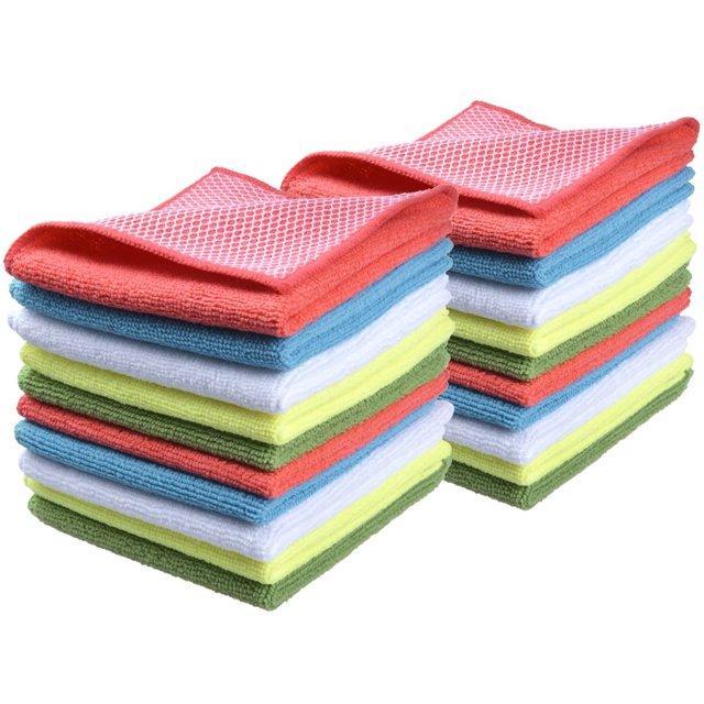 GFDYREE Microfiber Dish Cloth Best Kitchen Cloths Cleaning Cloths with Poly Scour Side 12Inch x 12Inch
