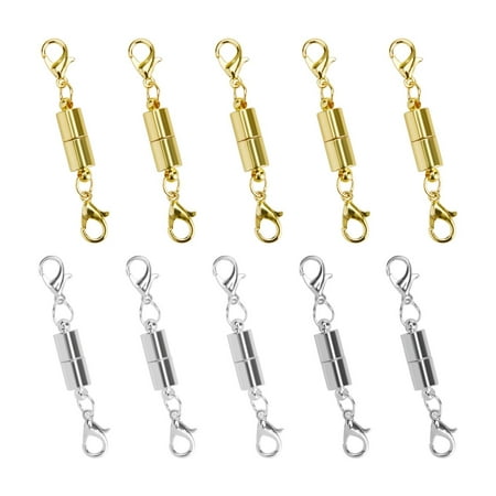 10 Pcs Gold and Silver Color Tone Magnetic Lobster Clasp for Jewelry Necklace Bracelet