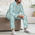 thumbnail image 7 of Naloa Bee Flower Men’s Pajamas Set - Long Sleeve Button Down Sleep Shirt and Pajama Bottoms Sleepwear Set-Small, 7 of 7