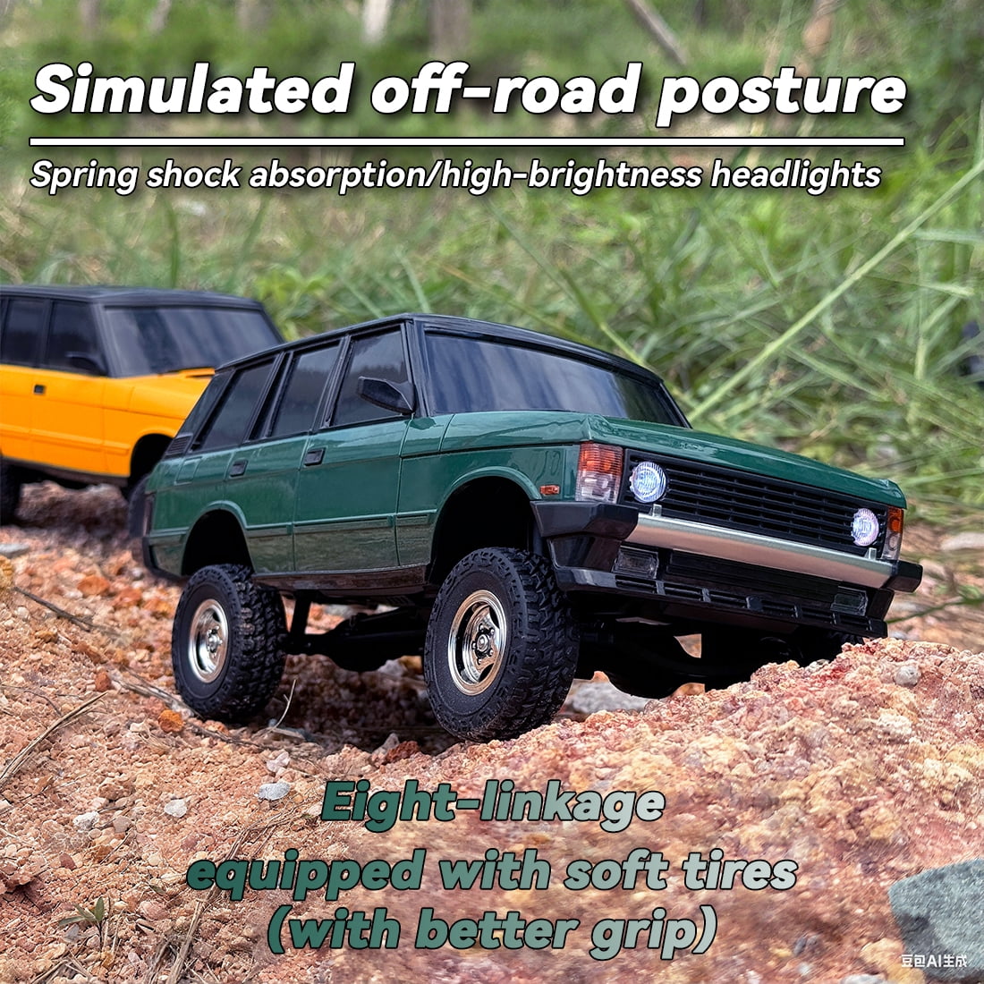 Off-Road RC Car, 1/18 Scale 2.4G 3CH 4WD RC Crawler Car with Flip-up Headlights, RTR Hobby Grade Collectible Model Gift for Adults & Hobbyists