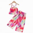 thumbnail image 6 of TOWED22 Toddler Girl Clothes 2pcs Summer Outfits Sleeveless Floral Print Camisole Wide Leg Long Pants(Hot Pink,7-8 Y), 6 of 8
