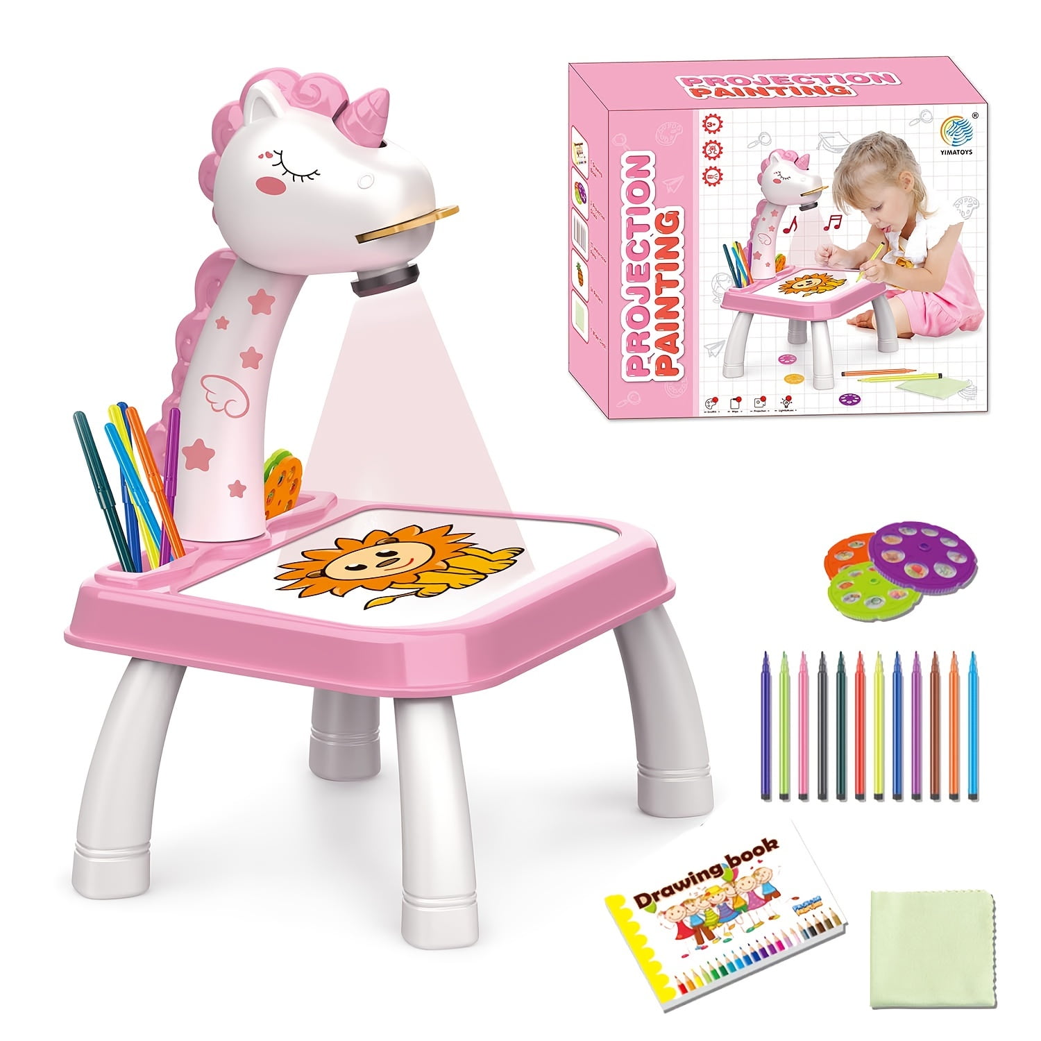 Unbrand Magical Unicorn Projection Painting Table Erasable Doodle Board Educational Toys No Electricity Needed Perfect Birthday Christmas Gift