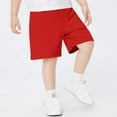 thumbnail image 3 of Yammkia Boys Performance Basketball Shorts Athletic Shorts Boys Gym Shorts Toddler Kids Cotton Sweat Shorts Running Active Stretch Cargo Shorts for 8-9 Years,Red, 3 of 5