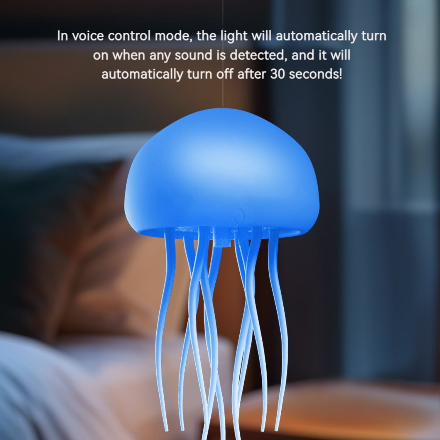 D.FAMILY Voice Control Jellyfish Night Light - Full Color Changing Mood Lamp with Hanging