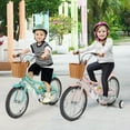 thumbnail image 4 of Costway 18" Kids Bike with Height Adjustable Handlebar Seat Basket Bell Training Wheels Pink, 4 of 9