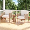 thumbnail image 4 of Costway Patio Acacia Wood Chair with Woven Rope Armrests & Seat Back Cushions for Backyard Natural + White, 4 of 9