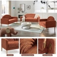 thumbnail image 5 of Zanmintaobo 63.8" Mid-Century Modern Loveseat,Tufted Rainbow Back Linen Upholstered Small Couch for Living Room & Apartment,700 LBS Capacity,Ocher, 5 of 8