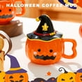 thumbnail image 4 of Halloween Coffee Mug, 12.85oz Cute Ceramic Pumpkin Mug with Lid, Fall Autumn Candy Bowl Soup Bowl, Small Pumpkin Shaped Tea Cup for Fall Thanksgiving Halloween Decor, 4 of 8