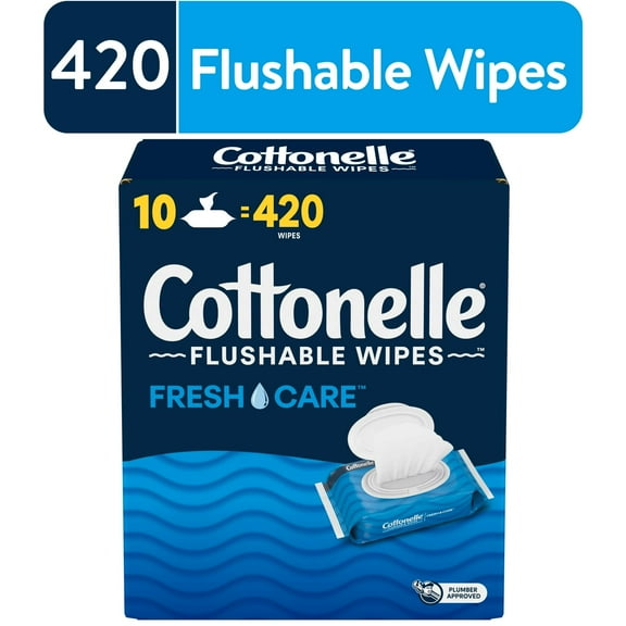 Pack of 2 Cottonelle Fresh Care Flushable Wipes, 10 Flip-Top Packs