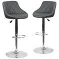 thumbnail image 2 of Flash Furniture 2 Pk. Contemporary Gray Vinyl Bucket Seat Adjustable Height Barstool with Chrome Base, 2 of 14