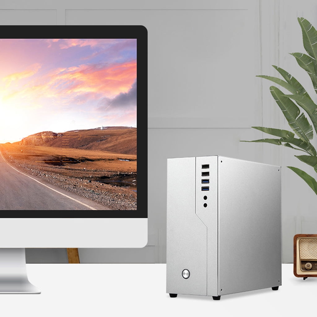 FH01 Mini ITX Computer for Case All Aluminum HTPC Office Home Theater Computer Box Desktop Chassis Front USB 3.0