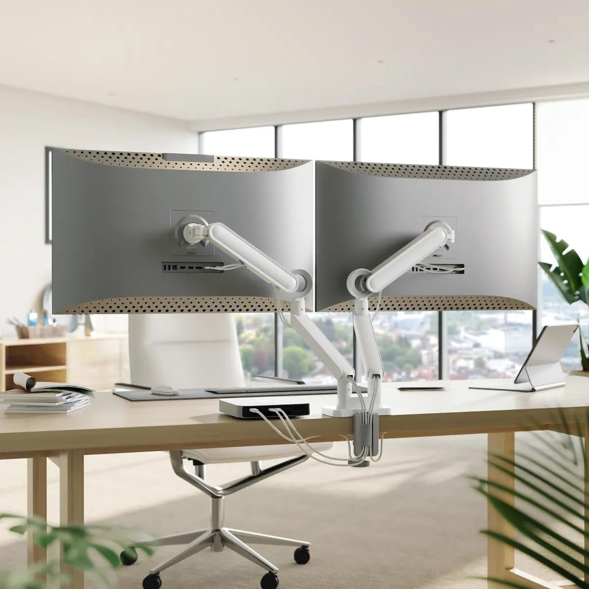 Alogic Glide Mounting Arm for Dual 32" Monitor White C32GMA2