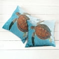 thumbnail image 6 of Ambesonne Turtle Throw Pillow Cover 2 Pack, Sea Animal Caribbean, 20", Turquoise Cinnamon, 6 of 7