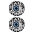 thumbnail image 1 of 2 anillos de calavera de demonio malvado con garra de dragón para hombre, estilo gótico, estilo motero, con ojos únicos para Halloween (azul), 1 of 7