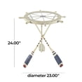thumbnail image 4 of DecMode 23" x 24" White Metal Top Ship Wheel Accent Table with Oar Shaped Legs, 1-Piece, 4 of 13
