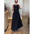 thumbnail image 1 of Vestido largo liso de retales tejido a la moda para mujer, vestido largo elegante con cuello redondo sin mangas y dobladillo suelto, ropa de verano para ir al trabajo, 1 of 5