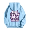 thumbnail image 3 of MHFRRA Sudadera con Capucha Informal para Hombre, Holgada, con Estampado Gráfico, para Otoño E Invierno, Uso Diario, Cómoda, Tela Suave, Ligera, Ropa de Calle Azul claro, 3 of 4