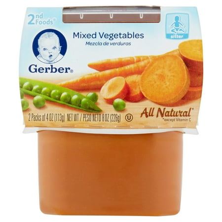 Gerber 2nd Foods Mixed Vegetables, 4 oz, 2 count, (Pack of 8) - Walmart.com