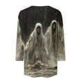 thumbnail image 5 of WTOBBY Women's Bat Element Print Round Neck 3/4 Sleeve Casual Top Halloween Themed Blouse for Fall Fashion and Seasonal Holiday Parties,Dark Gray M, 5 of 5