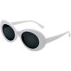 thumbnail image 2 of Gafas de sol ovaladas retro de gran tamaño con montura blanca clásica y lentes con tinte ahumado para mujer, 2 of 8