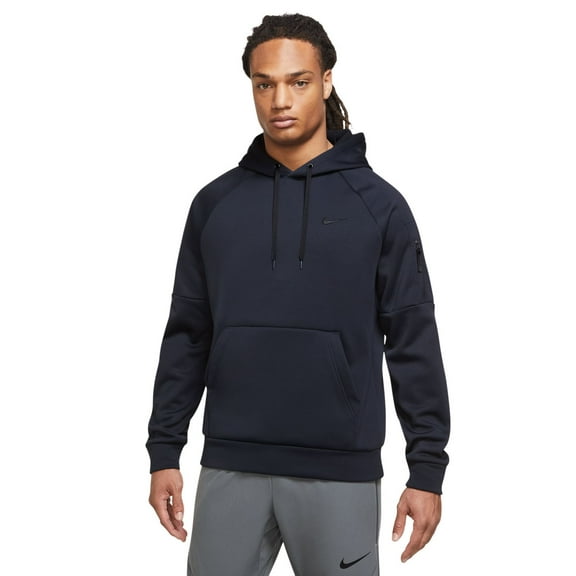 Men's Nike Therma-FIT Zip Pocket Pullover Fitness Hoodie Color: Obsidian Size: XL