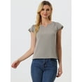 thumbnail image 3 of DARING DIVA Women's V Neck Casual Solid Cap Blouse Top M Dark Grey, 3 of 6