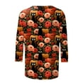 thumbnail image 5 of Godom Halloween T Shirt Women Vintage Graphic Tees 3/4 Sleeve Casual Funny Halloween Party Shirts, 5 of 6