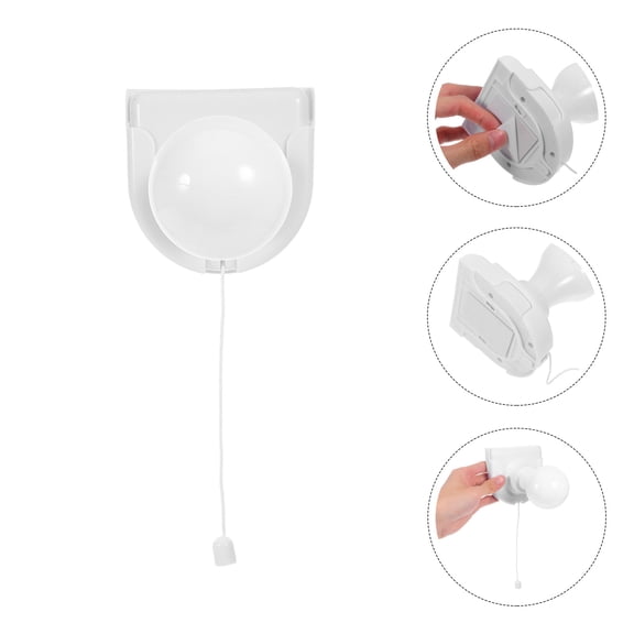 Milisten Portable Night Light, White Pull Cord Wall Lamp, Energy Efficient, 2Pcs