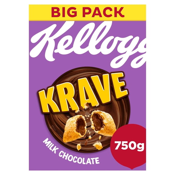Kellogg's Krave Milk Chocolate Breakfast Cereal 750g, Imported from Britain