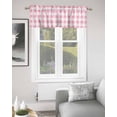 thumbnail image 2 of Pink Checkered Kitchen Curtain Valances for Windows Farmhouse Short Curtains, Pink White Buffalo Plaid Rod Pocket Valance Curtain for Bedroom Cafe Living Room 56"x16", 2 of 8