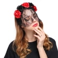 thumbnail image 3 of Halloween Headband Fashionable Rose Flower Veil Decor Party Headband Party Hairband, 3 of 8