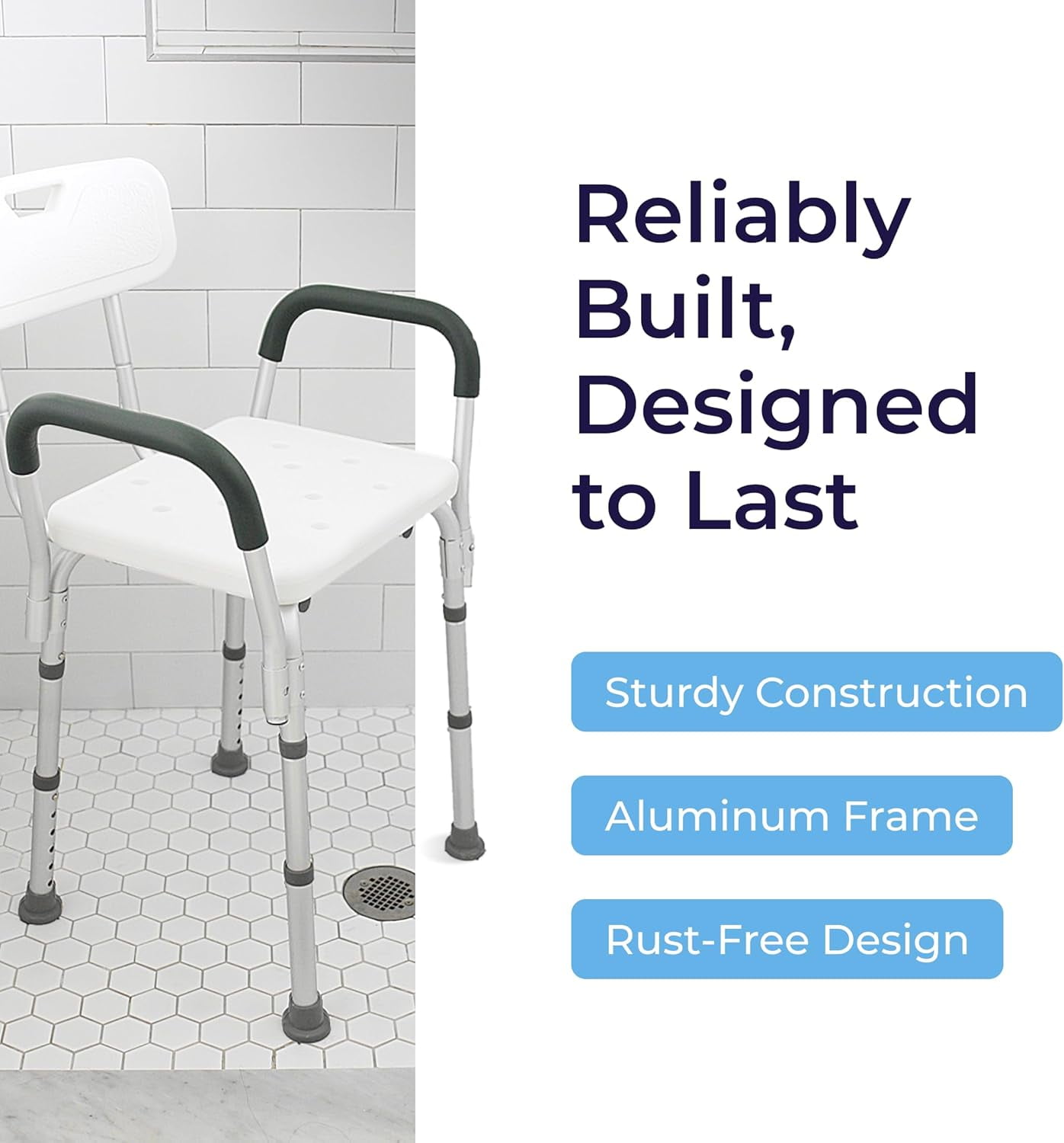 Bath Bench with Back, kd, 1 ea