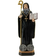 Saint Benedict Benedictine Protector against Evil Catholic Religious Gifts Resin Colored 8 Inch Statue Figurine