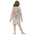 thumbnail image 7 of FORMRS Niños Bathrobe Unisex Hooded Robe Soft Plush Pajamas Sleepwear, Size 7-9T, Gray Flower, 7 of 7