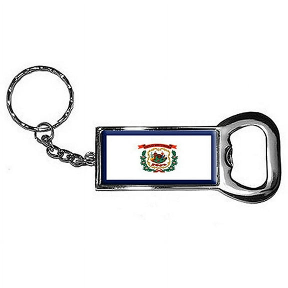 West Virginia State Flag Keychain Key Chain Ring Bottle Bottlecap Opener