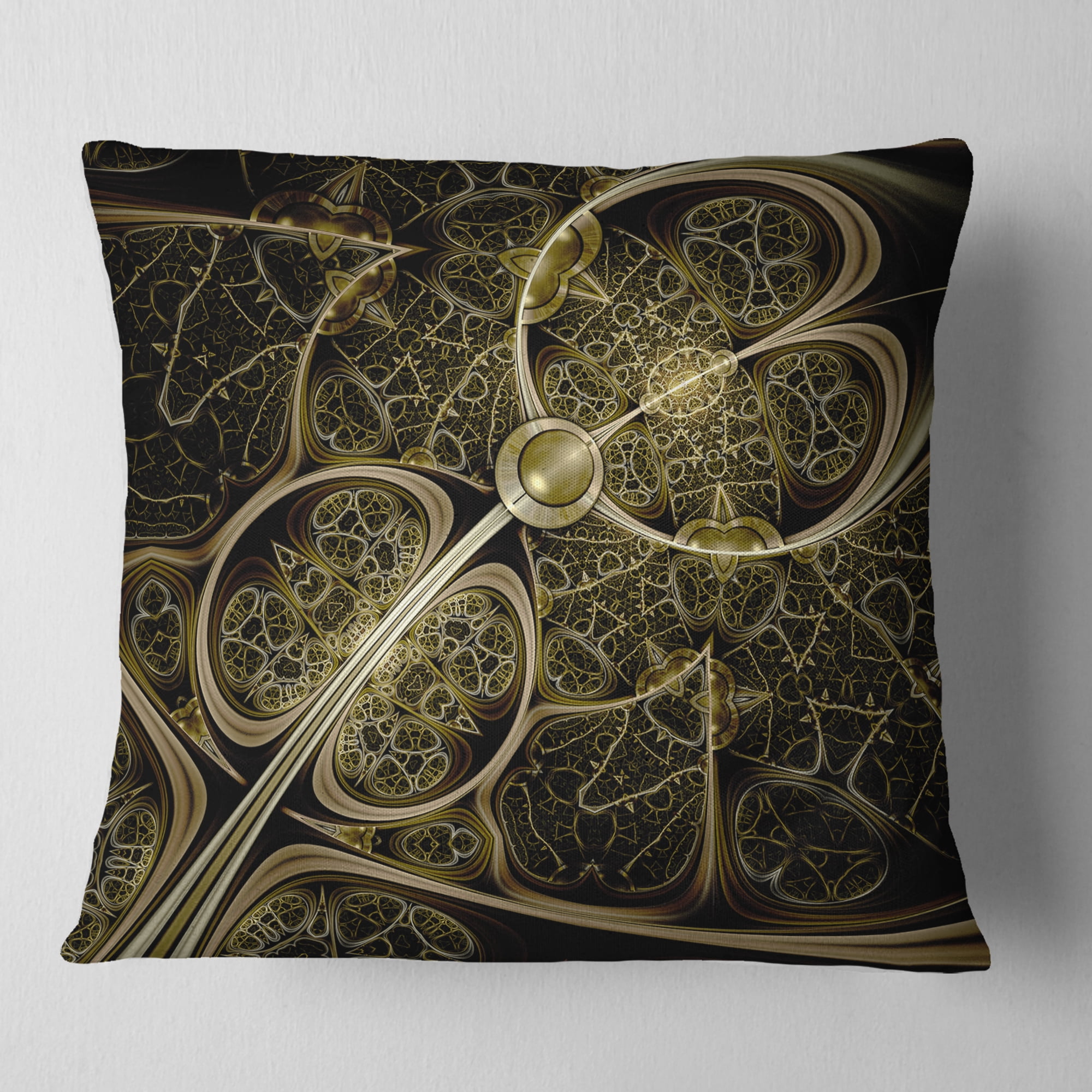 Designart Yellow Metallic Fabric Pattern - Abstract Throw Pillow - 18x18