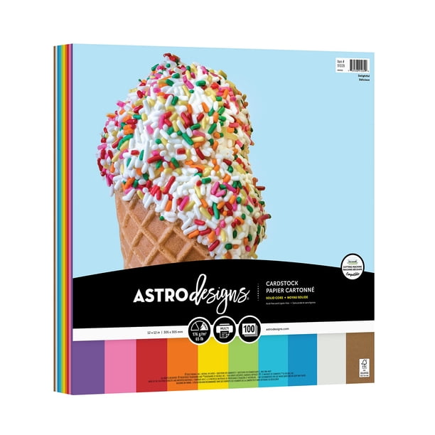 Cartulina para manualidades Astrodesigns 12 x 12, 176 g/m², 10 colores, 100 hojas