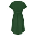 thumbnail image 4 of Women's Dresses 2025 Summer Button V Neck Short Sleeve Casual A Line Dress Flowy Swing Shift Mini Dress with Belt, 4 of 5