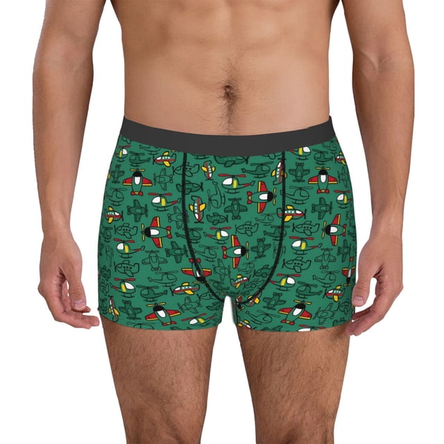 Balery Cartoon Air Transportation Calzoncillos bóxer para hombre, ropa interior de algodón suave y transpirable con cinturilla de nailon-Large