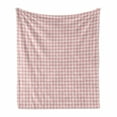 thumbnail image 1 of Abstract Soft Flannel Fleece Blanket, Pastel Gingham Childish Pattern Checkered Illustration as Repeated Squares, Cozy Plush for Indoor and Outdoor Use, 60" x 80", Baby Pink and Rose, by Ambesonne, 1 of 6