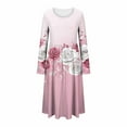 thumbnail image 5 of Stamzod Fit and Flare Dress for Women 2026 Trendy Fashion Floral Print Long Sleeve Summer Dresses Elegant Flowy Women's Casual Dresses Pink F XXL, 5 of 5