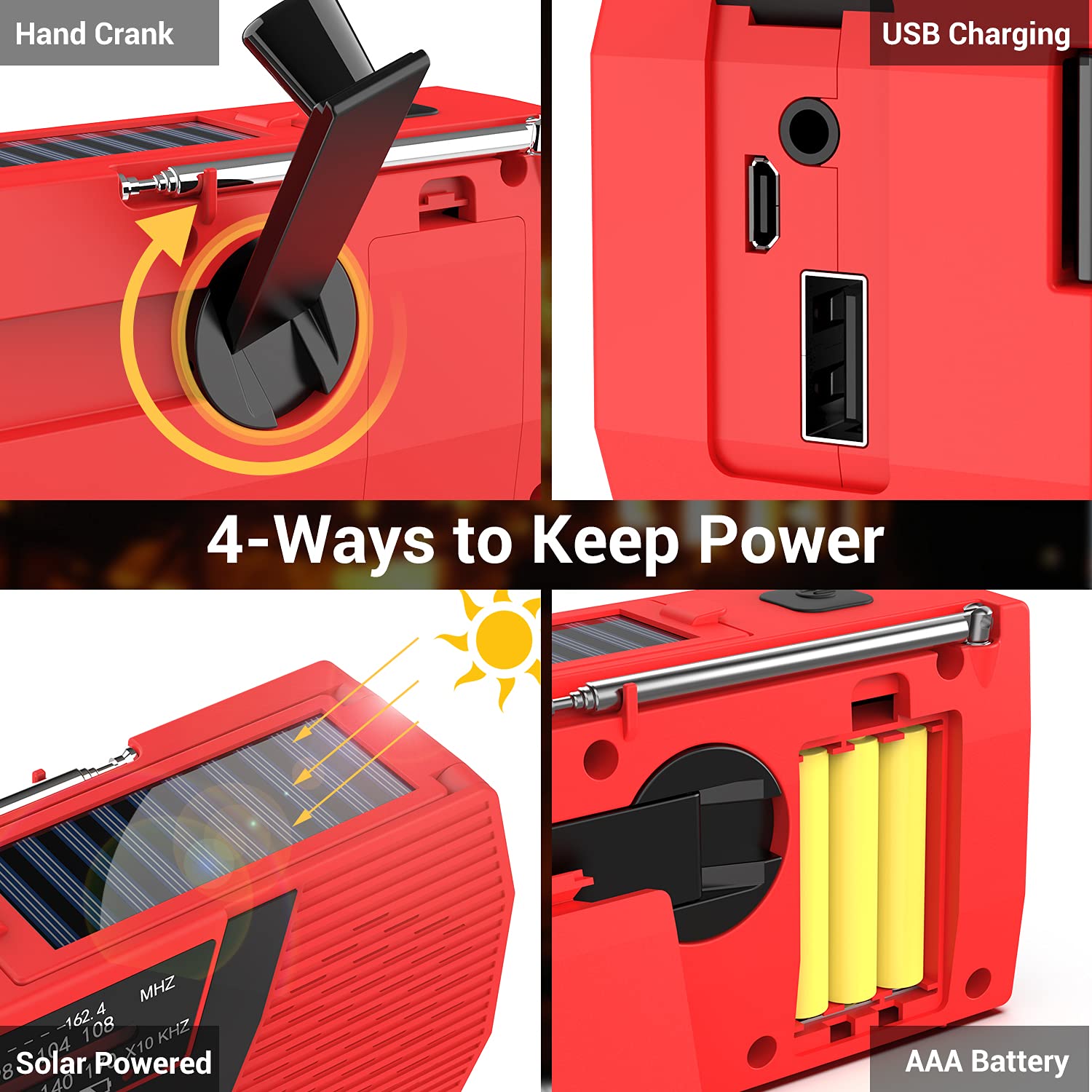 Anpro Emergency Weather Radio with Solar and Hand Crank photo 7